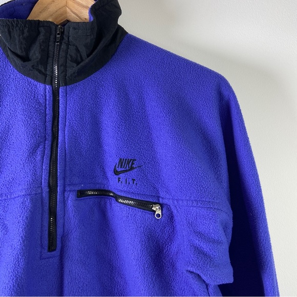 Vintage Nike F.I.T Half Zip Fleece Pullover Blue UK 10 Small - Picture 2 of 6